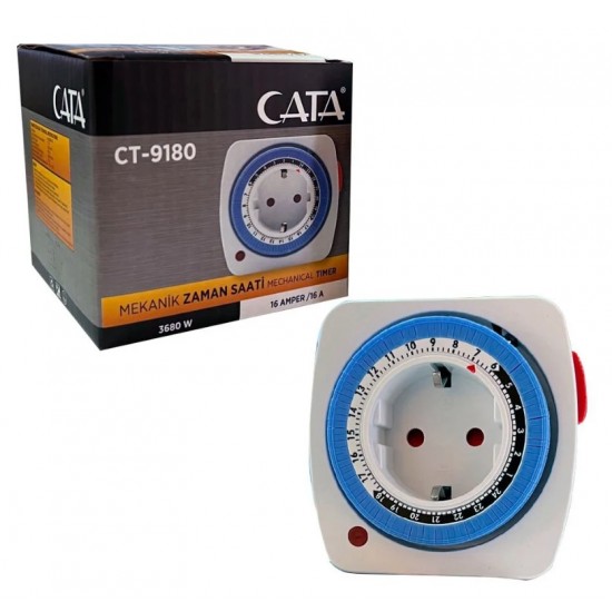 Cata CT-9180 Zaman Ayarlı Priz - Mekanik Zaman Saati