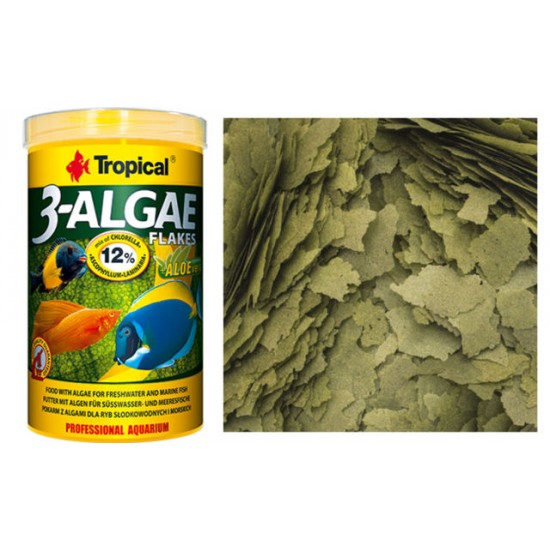 Tropical 3-Algae Flake Aleoveralı Pul Yem Kova 11Lt. / 2000Gr