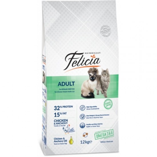 Felicia 12 kg Yetişkin Tavuklu-Hamsili Kedi Maması
