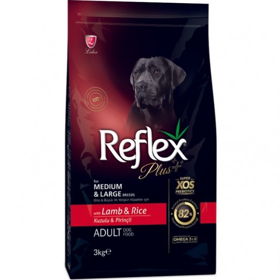 Reflex Plus Orta&Büyük Irk Kuzu&Pirinç Yetişkin Köpek Maması 3 Kg