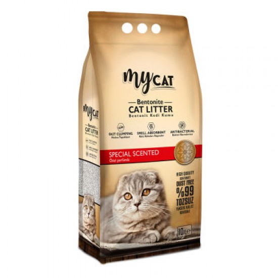 mycat (10 LT) bentonit kedi kumu özel parfüm kokulu ( ince tane )