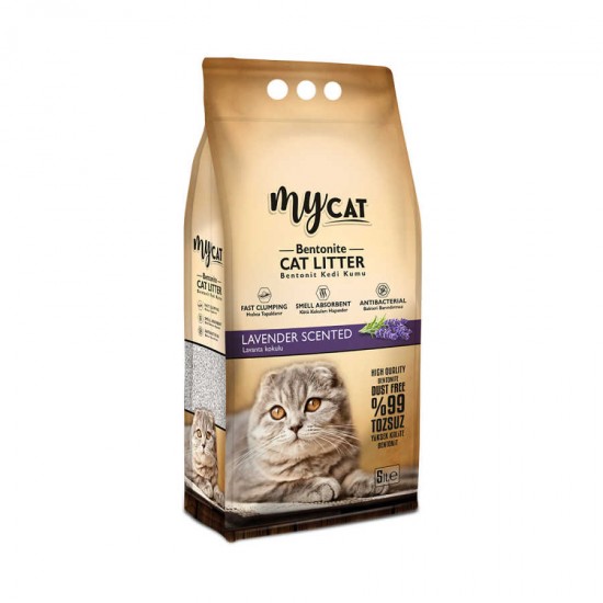 mycat (5 LT) bentonit kedi kumu lavanta kokulu ( ince tane )