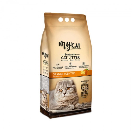mycat (5 LT) bentonit kedi kumu portakal kokulu ( ince tane )